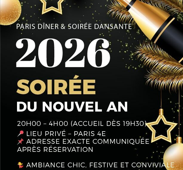 Soirée nouvel an 2026 à Paris avec sortiescelibataires.com