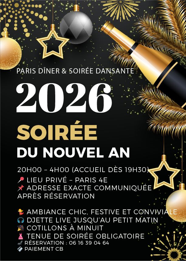 Soirée nouvel an 2026 à Paris avec sortiescelibataires.com